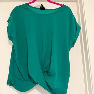 Worthington Teal Twist-Front Blouse